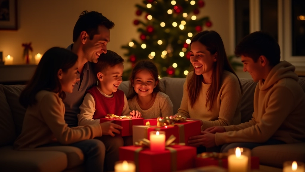 Famille ouvrant des cadeaux pendant une célébration