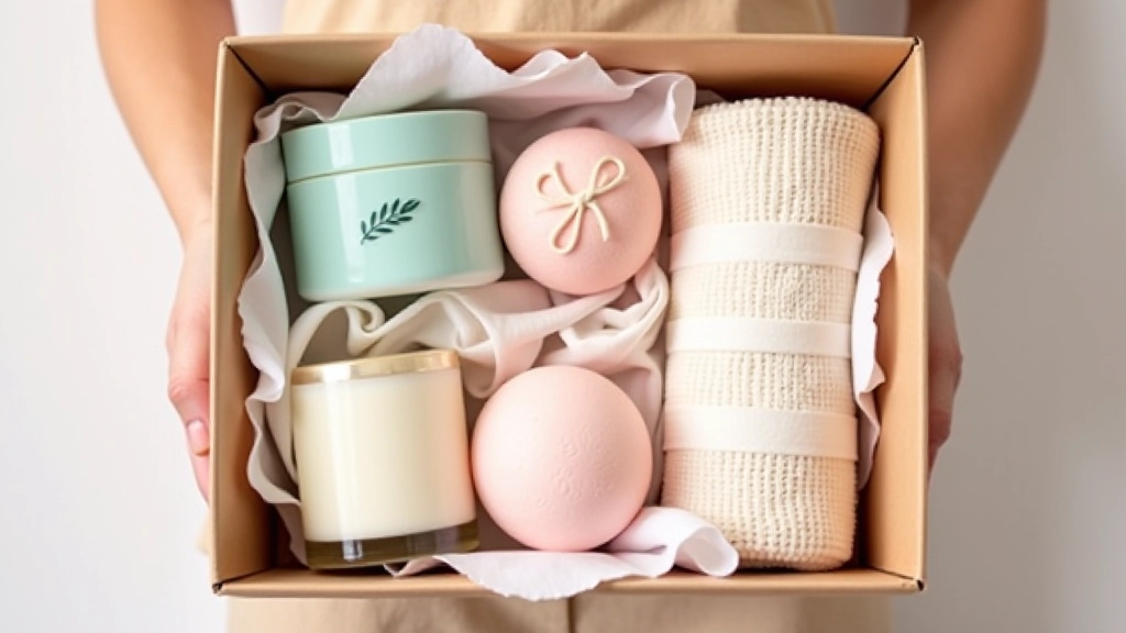 Coffret détente luxe assemblé avec bougie, savon, bombe de bain et accessoires dans une boîte élégante